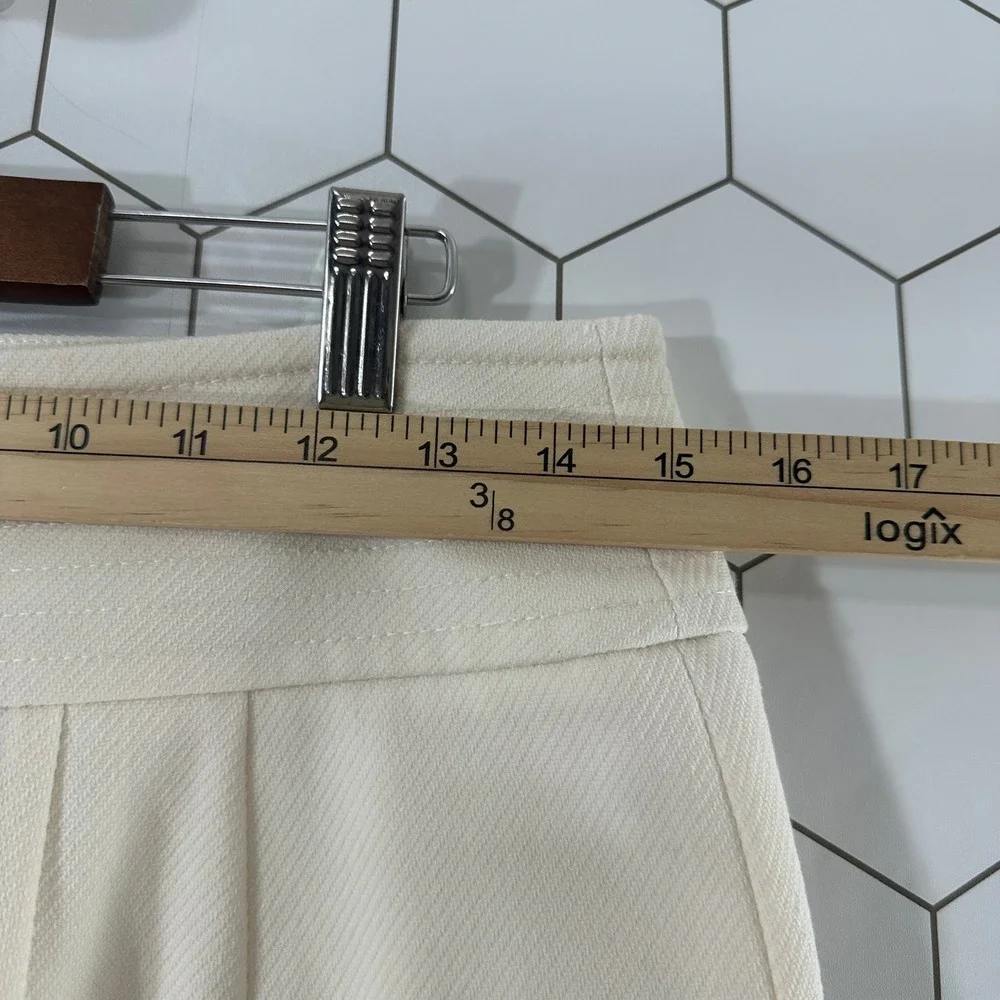 Ann Taylor LOFT Cream Sailor Pencil Skirt Size 6 Button Accent Textured Lined‎